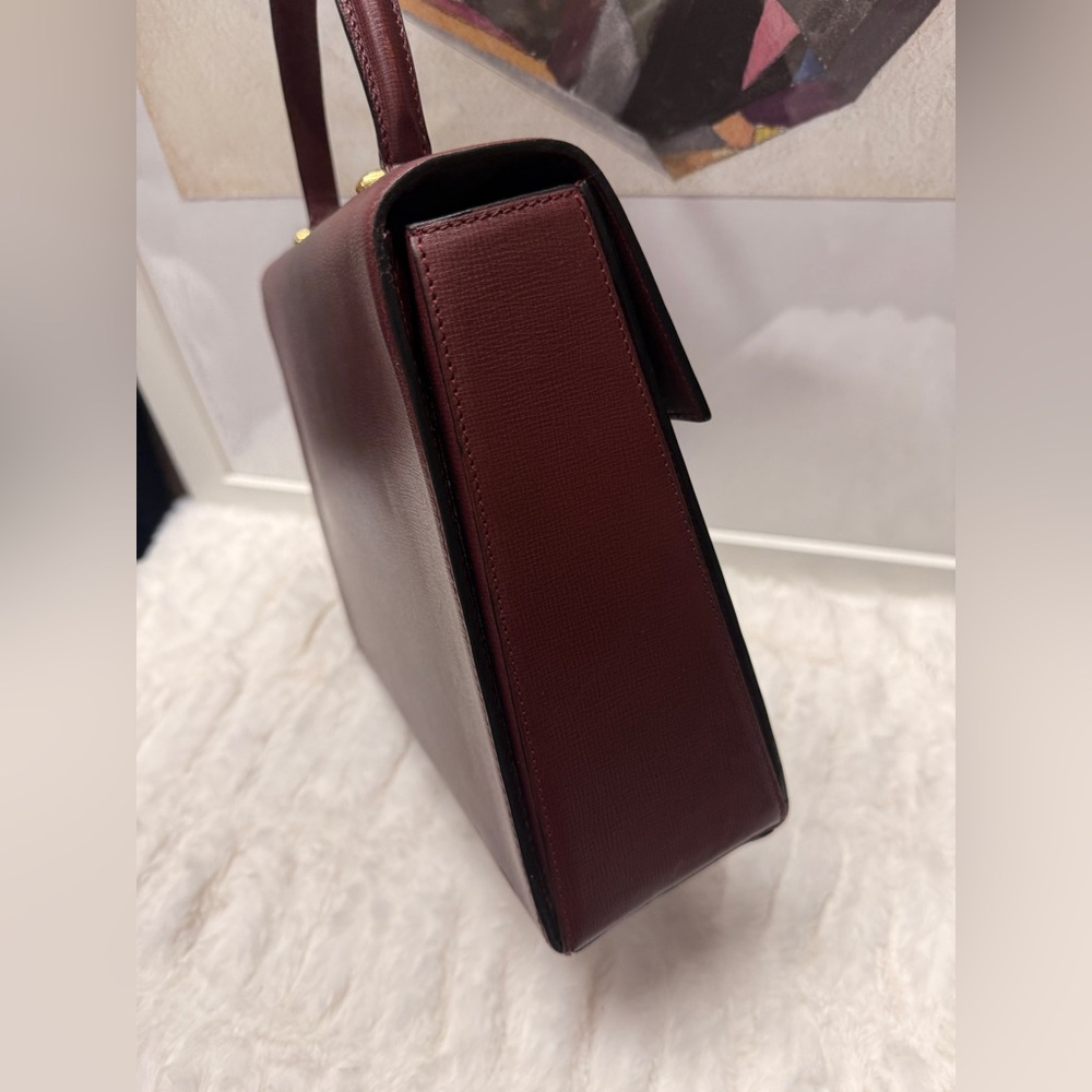 CARTIER Bordeaux Leather Top Handle Handbag-SKU1 - Picture 5 of 11